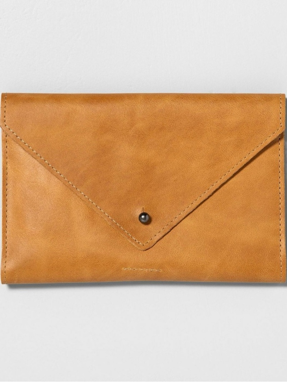 Envelope Leather Clutch in Cognac